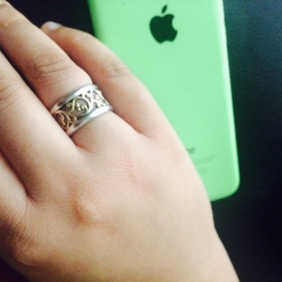 💍 ELEGANT STERLING SILVER VINE LACE CUT-OUT DESIGN 1/2” BAND RING Size 7 - Picture 4 of 10